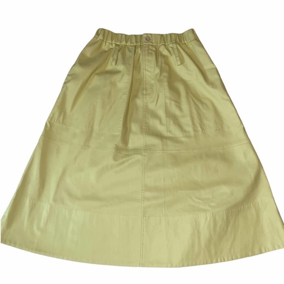 Proenza Schouler White Label Faux Leather Yellow MIDI Skirt 4 - Picture 5 of 9